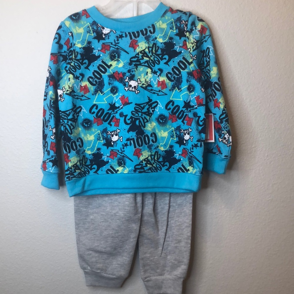 Graffiti crew jogger set size 2T teal/turquoise color